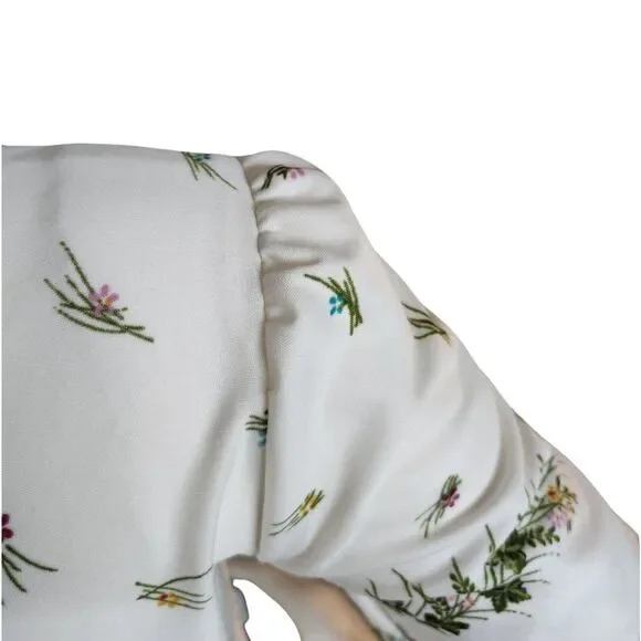 VTG 70s Piccolo Floral Border Print Midi Dress Boho Cottagecore Romantic V-Neck - Picture 6 of 7